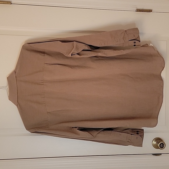 Milano Oumo, Beige / Tan Button Down Shirt, Size 16, 32/33, Gently Used. - Picture 4 of 9
